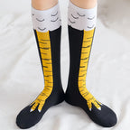 Women Knee High Socks Set 1 2 5 10 Pairs Cartoon Chicken Claw Print Funny Socks Fitness Sport Casual Slim Leg Tube Socks