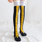 Women Knee High Socks Set 1 2 5 10 Pairs Cartoon Chicken Claw Print Funny Socks Fitness Sport Casual Slim Leg Tube Socks