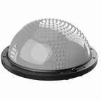 Gray dome-shaped object with textured surface on a white background