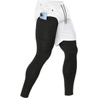 Mens 2 In 1 Sport Pants Athletic Tracksuit For Gym Running Workout Jogging Trousers