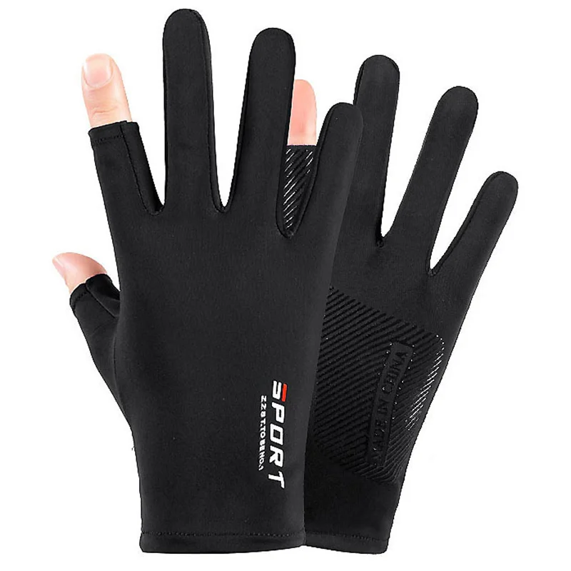 Ice Silk Halffinger Cycling Anti Slip Gloves for Men and Women Summer Outdoor Sports Fitness Driving Fishing Highelastic