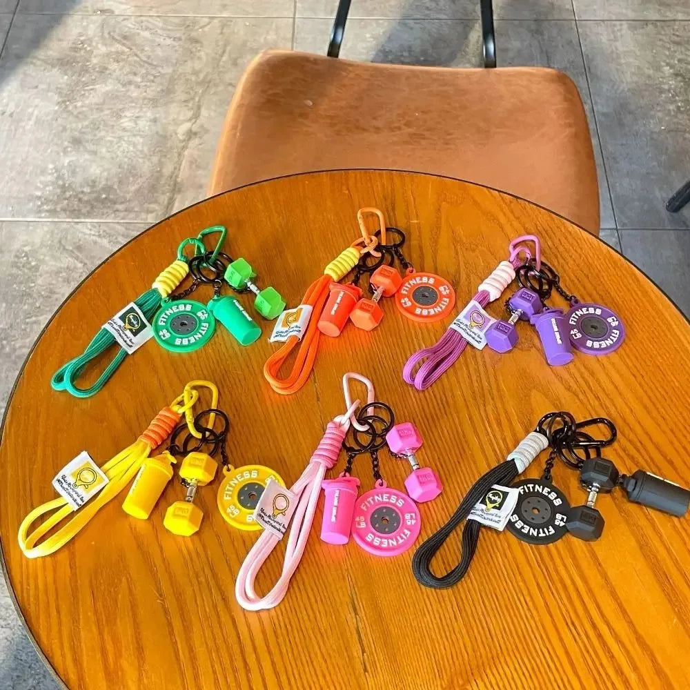 2026 Dumbbell Fitness Keychain, Weight Plate Gym Keyring, Shaker Bottle Workout Key Chain, Paracord Bag Charm Gift for Men 1Pc