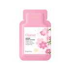 A pink promotional banner displaying the FENYI JAPAN CHERRY BLOSSOM CLEANSER test pack.