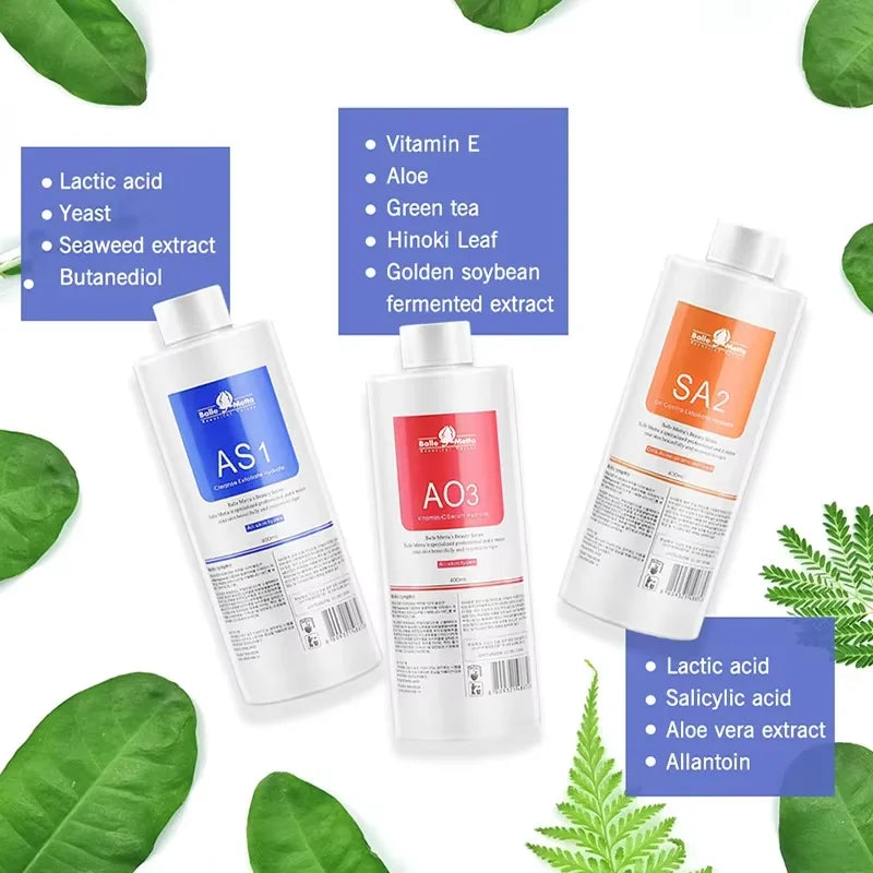 3PCS Skincare Deep Cleansing AS1 SA2 AO3 Water based Exfoliating Liquid Pore Shrinking Moisturizing Liquid Beauty Salon Facial