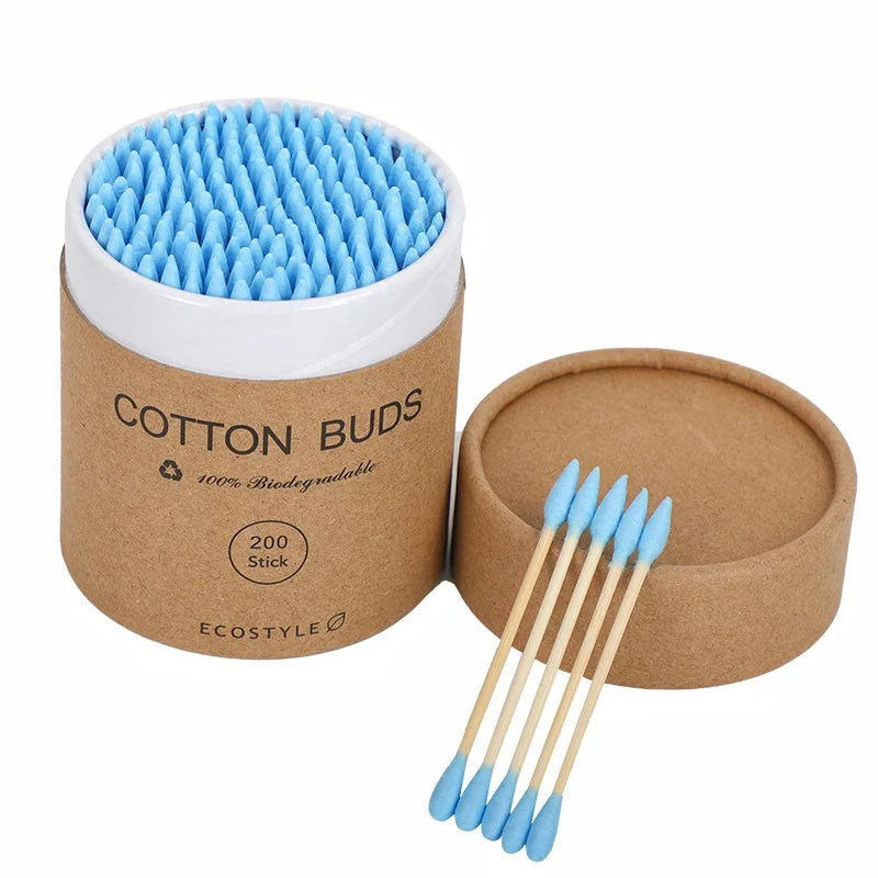 Baby Cotton Swabs Wood Sticks 200Pc/Box Wooden Soft Cotton Bud Cleaning of Ears Tampons Cotonete Pampons Health Beauty Accessory