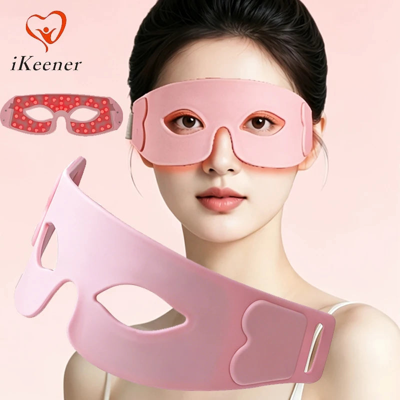 Eye Mask Massager Eye Bags Remover Firming Red Light Therapy Device Silicone with 7color LED Rechargeable Relieves Eye Fatigue