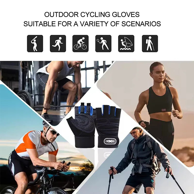 Outdoor Sport Gloves Half Finger Wrist Guard For Men And Women Breathable Mesh Back Palm Microfiber Non Slip Washable
