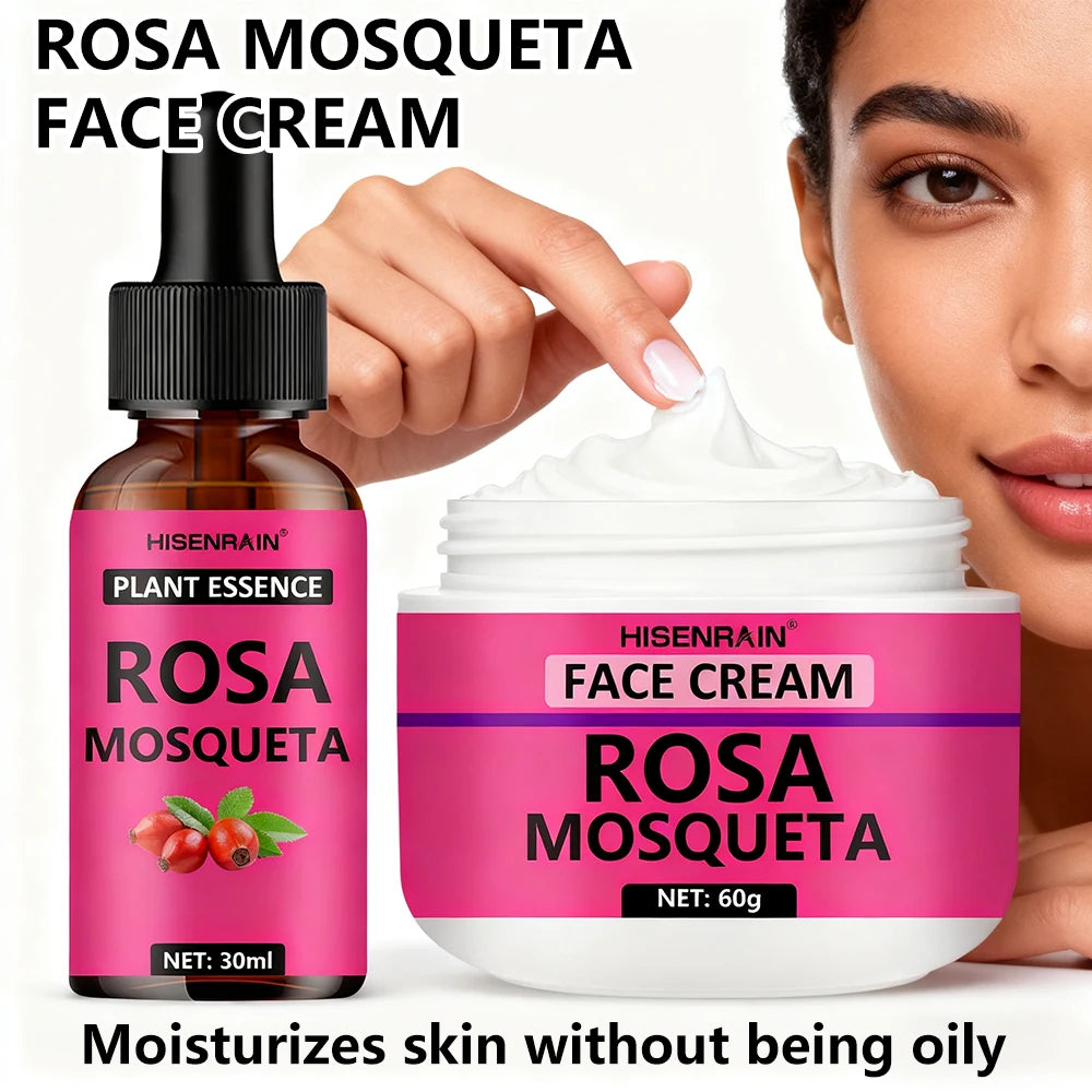 Rosehip Skincare Set: Hydrating Serum & Moisturizing Cream Combo - Anti-Aging, 24H Moisture, Brightening Kit.