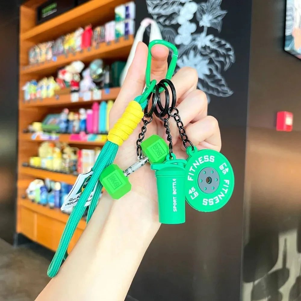2026 Dumbbell Fitness Keychain, Weight Plate Gym Keyring, Shaker Bottle Workout Key Chain, Paracord Bag Charm Gift for Men 1Pc