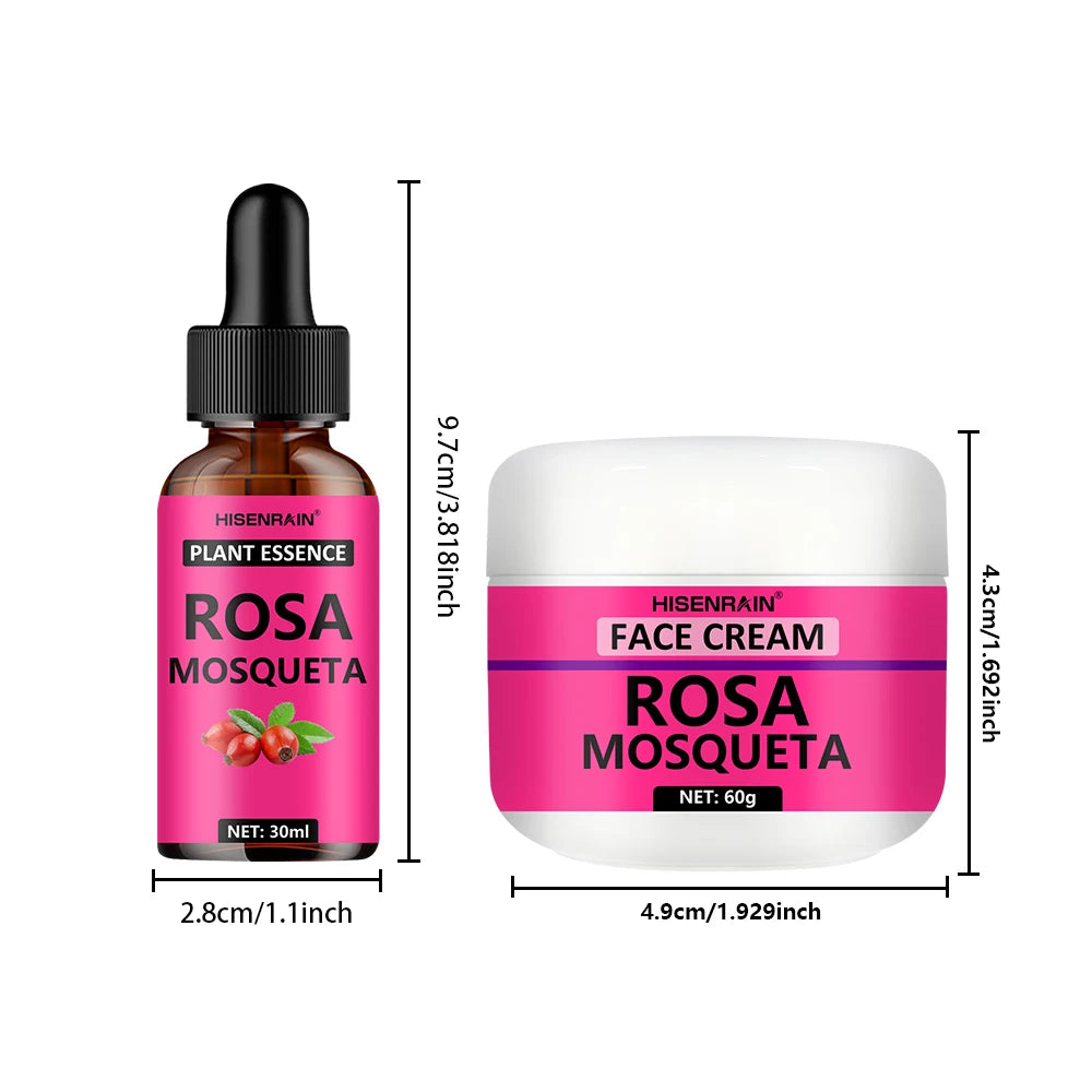 Rosehip Skincare Set: Hydrating Serum & Moisturizing Cream Combo - Anti-Aging, 24H Moisture, Brightening Kit.