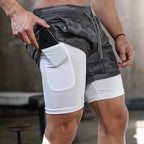 Camo Running Shorts Men 2 In 1 Quick Dry Training Gym Jogging Shorts Summer Fitness
