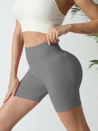 Summer High Waisted Yoga Shorts For Women Fashionable Fitness Running Pants Solid Color Elastic Tights