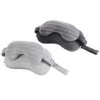 Two gray sleep masks with striped pattern on a white background
