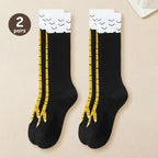 Women Knee High Socks Set 1 2 5 10 Pairs Cartoon Chicken Claw Print Funny Socks Fitness Sport Casual Slim Leg Tube Socks
