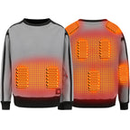 Heated sweater with visible heating elements on a white background