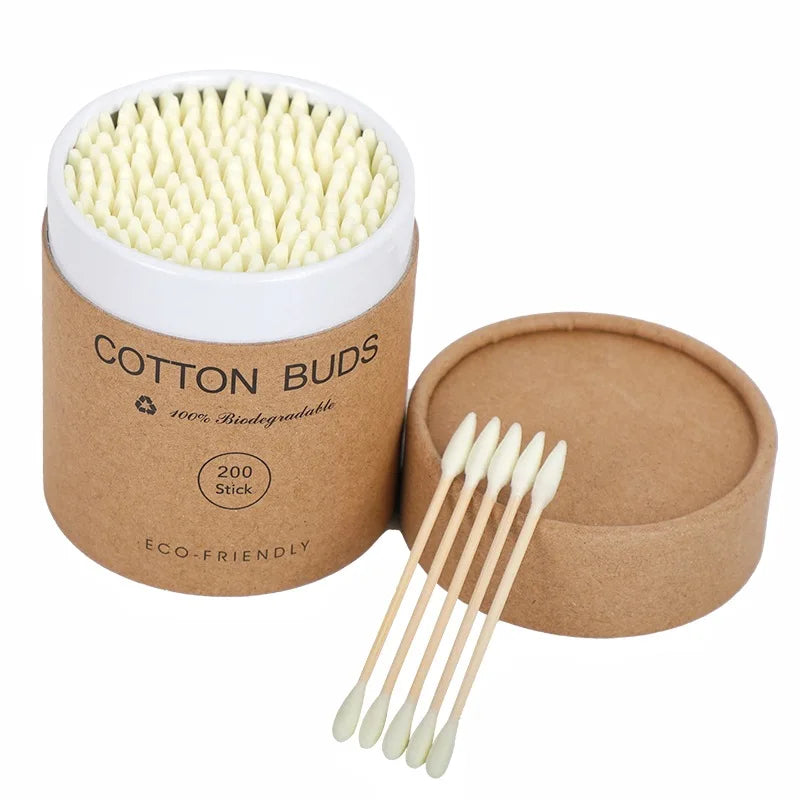 Baby Cotton Swabs Wood Sticks 200Pc/Box Wooden Soft Cotton Bud Cleaning of Ears Tampons Cotonete Pampons Health Beauty Accessory