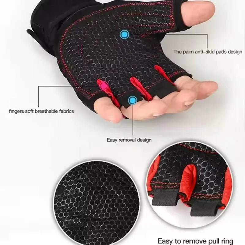Outdoor Sport Gloves Half Finger Wrist Guard For Men And Women Breathable Mesh Back Palm Microfiber Non Slip Washable