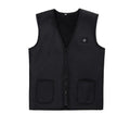 Black heated vest with two front pockets on a white background