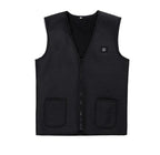 Black heated vest with two front pockets on a white background