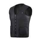 A Shopify product edit screen displaying the product information, style details, and color/heating area options for the Smart Electric Heating Vest To Keep The Whole Body Warm.