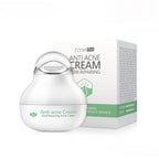 Anti-acne cream jar with packaging on a white background