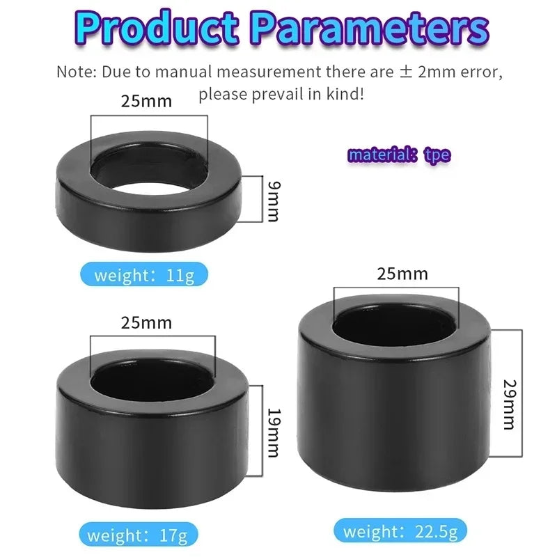 3 Piece Massage Silicone Ring Set Multi Sized Portable Male Home Exercise Muscle Amplifier Massager Beauty and Health Massage