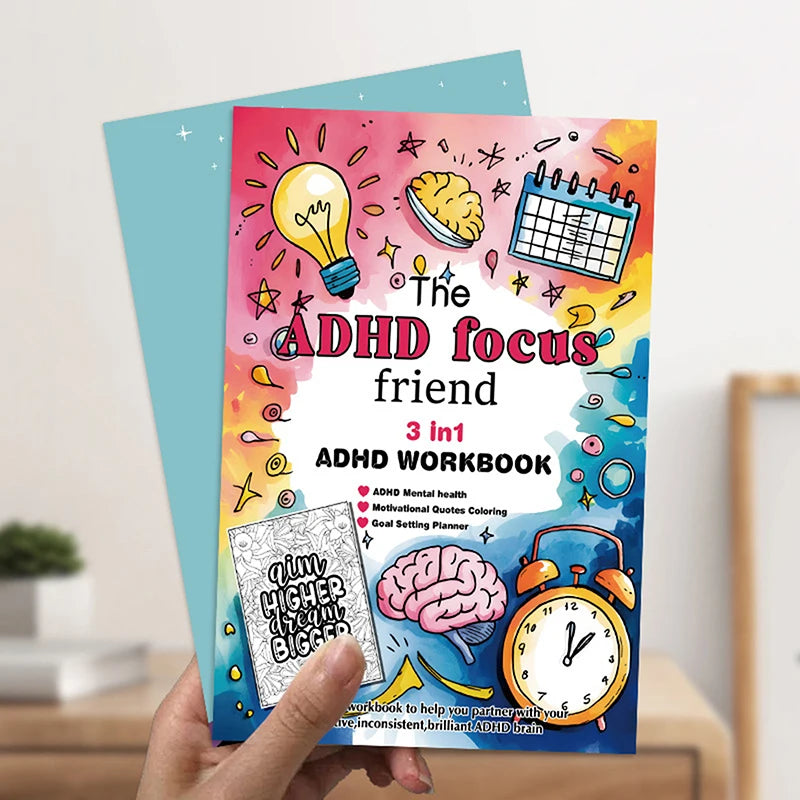 [k]The ADHD Focus Friend 3 In 1 ADHD Workbook Mental Health Goals Planner With Activities And Illustrations Coloring Book