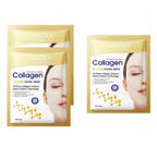 Two packages of SADOER Collagen Facial Mask with a promotional text on a yellow background.