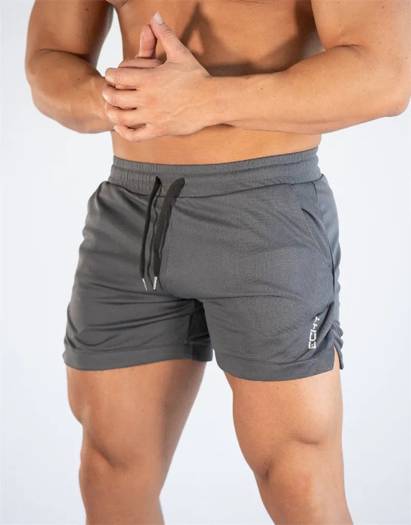 Summer thin mesh sports shorts men's breathable trend muscle fitness training three point pants running casual sports shorts