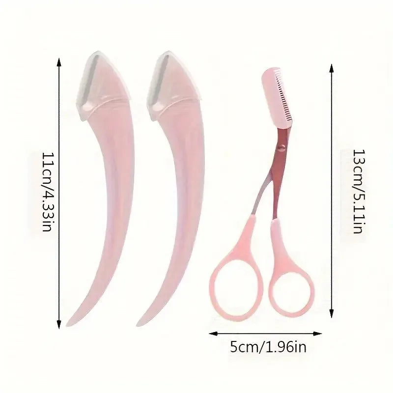 Eyebrow Trimmer Set – Curved Eyebrow Razor, Scissors & Comb | Easy Beauty Tool for Beginners