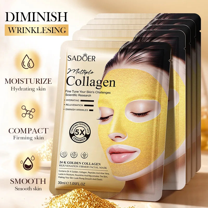24k Golden Collagen Facial Masks Anti Wrinkle Firming Moisturizing Anti-Aging Face Mask Beauty Facial Skin Care Products