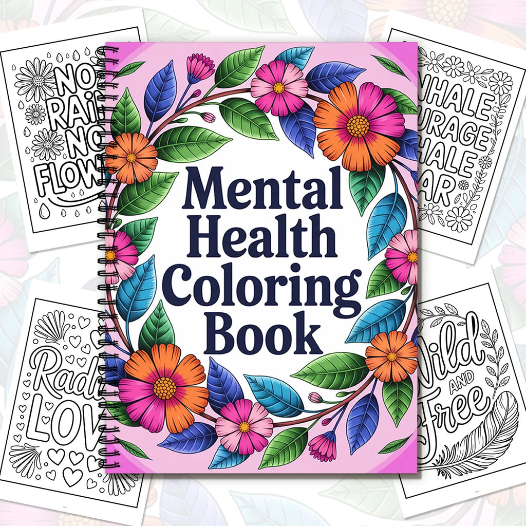 1PC 30-Page Emotional Soothing Coloring Book, Exquisite Flower Designs, Uplifting Phrases, Mental Health Coloring Book