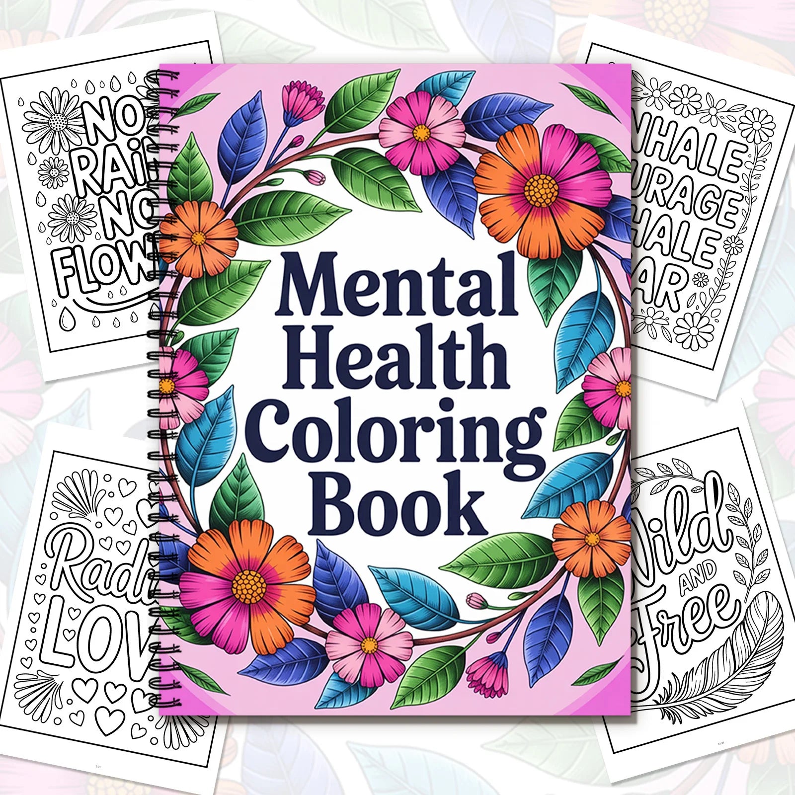 1PC 30-Page Emotional Soothing Coloring Book, Exquisite Flower Designs, Uplifting Phrases, Mental Health Coloring Book