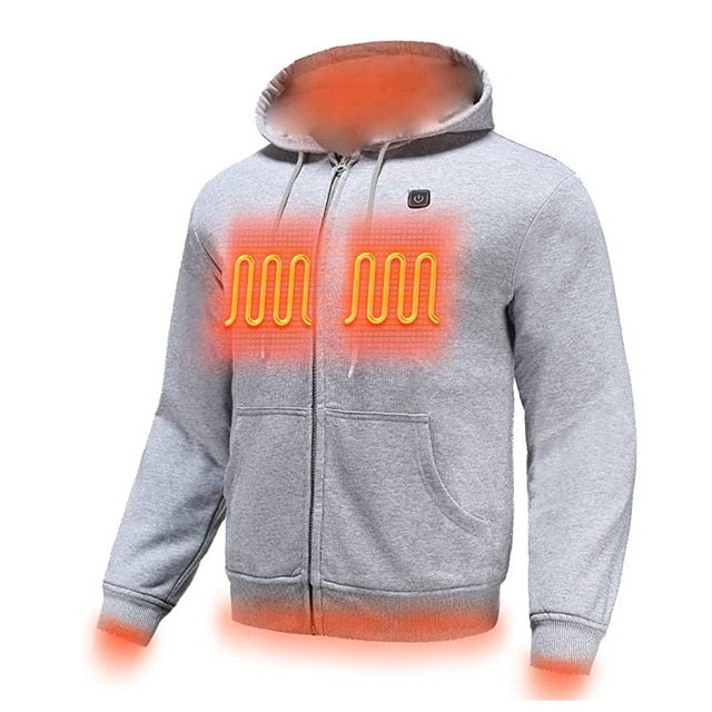 A Shopify product edit screen displaying the sizing chart and description for the Electric heating Hoodie.