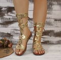 Women's Lace-Up Roman Flat Sandals Open-Toe Casual Summer Shoes