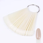 50pcs False Nail Display Tips Clear Nature Color Chart Oval Fan Style UV Gel Polish Swatch Shows Palette Practice Manicure Tools