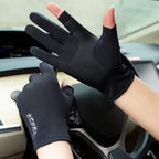 Ice Silk Half Finger Gloves For Men And Women Anti Slip Cycling Driving Fishing Summer Outdoor Fitness High Elastic
