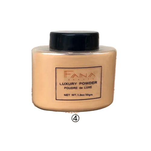 Fana Luxury Powder jar surrounded by pink powder on a white background
