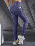 High Waist Womens Leggings With Pockets Push Up Stretch Yoga Pants For Fitness Running Sportswear Solid Color