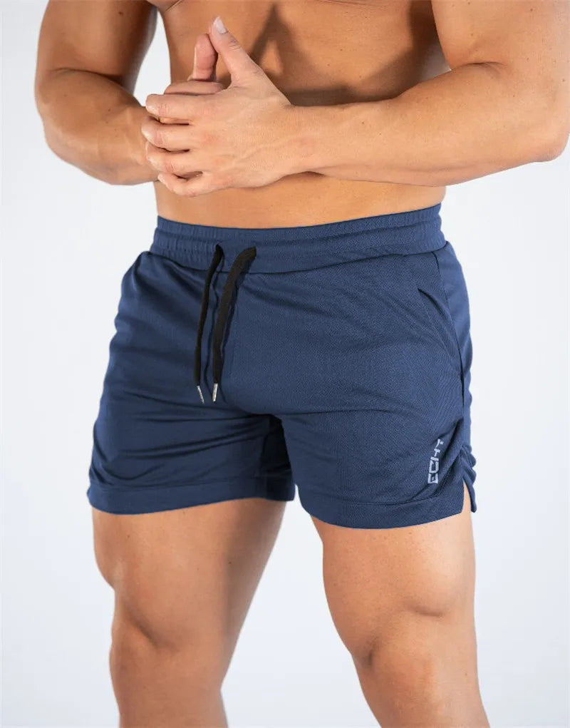 Summer thin mesh sports shorts men's breathable trend muscle fitness training three point pants running casual sports shorts