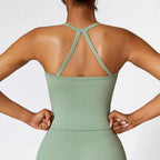 Women Cross Back Yoga Sports Bra Breathable Shockproof Gym Workout Fitness Push Up Top For Running Sportswear Vest