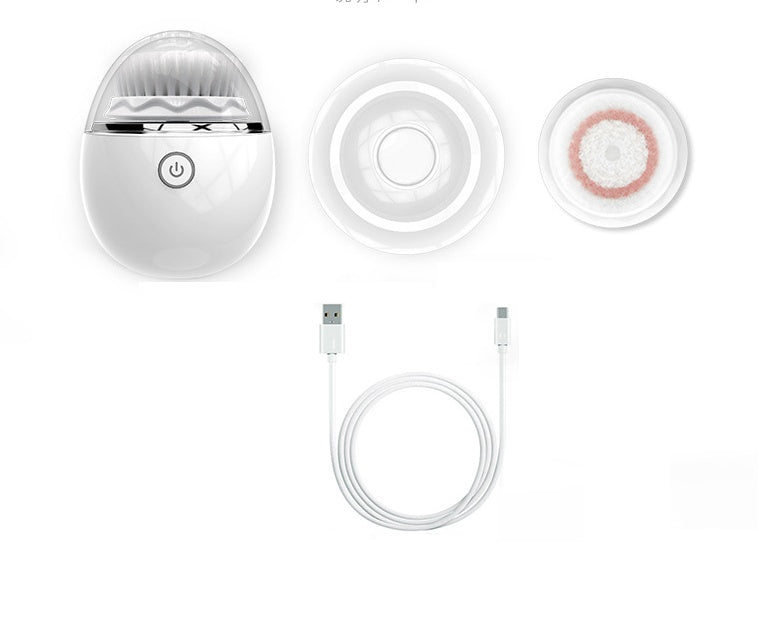 White electronic device with attachments and USB cable on a white background