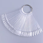 50pcs False Nail Display Tips Clear Nature Color Chart Oval Fan Style UV Gel Polish Swatch Shows Palette Practice Manicure Tools