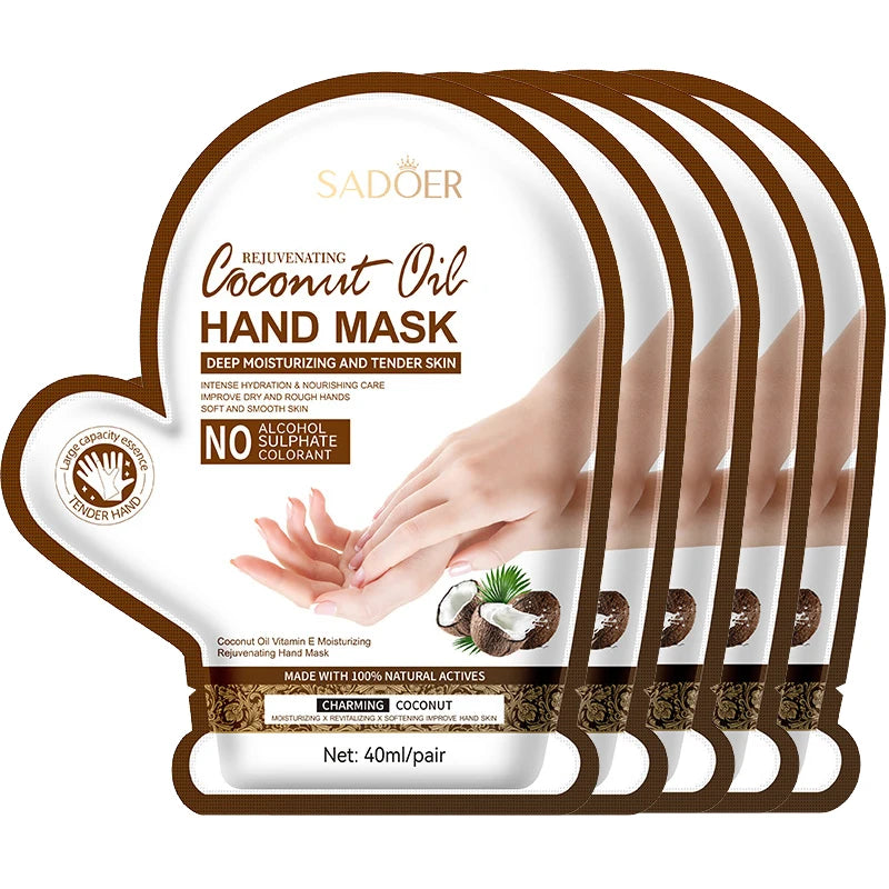 SADOER Coconut Moisturizing Hand Mask Whitening Nourishing Anti-aging Hydrating Hand Gloves for Hands Skin Care Products