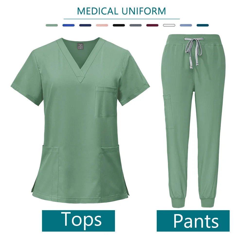 Health Services Medical Shirt Pants Sets Fashion Doctor Nurse Surgical Gown Professional Beauty Salon Scrub Medical spa Uniforms