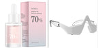 Moika Peach 70% Niacin Serum with packaging and a white mask on a white background