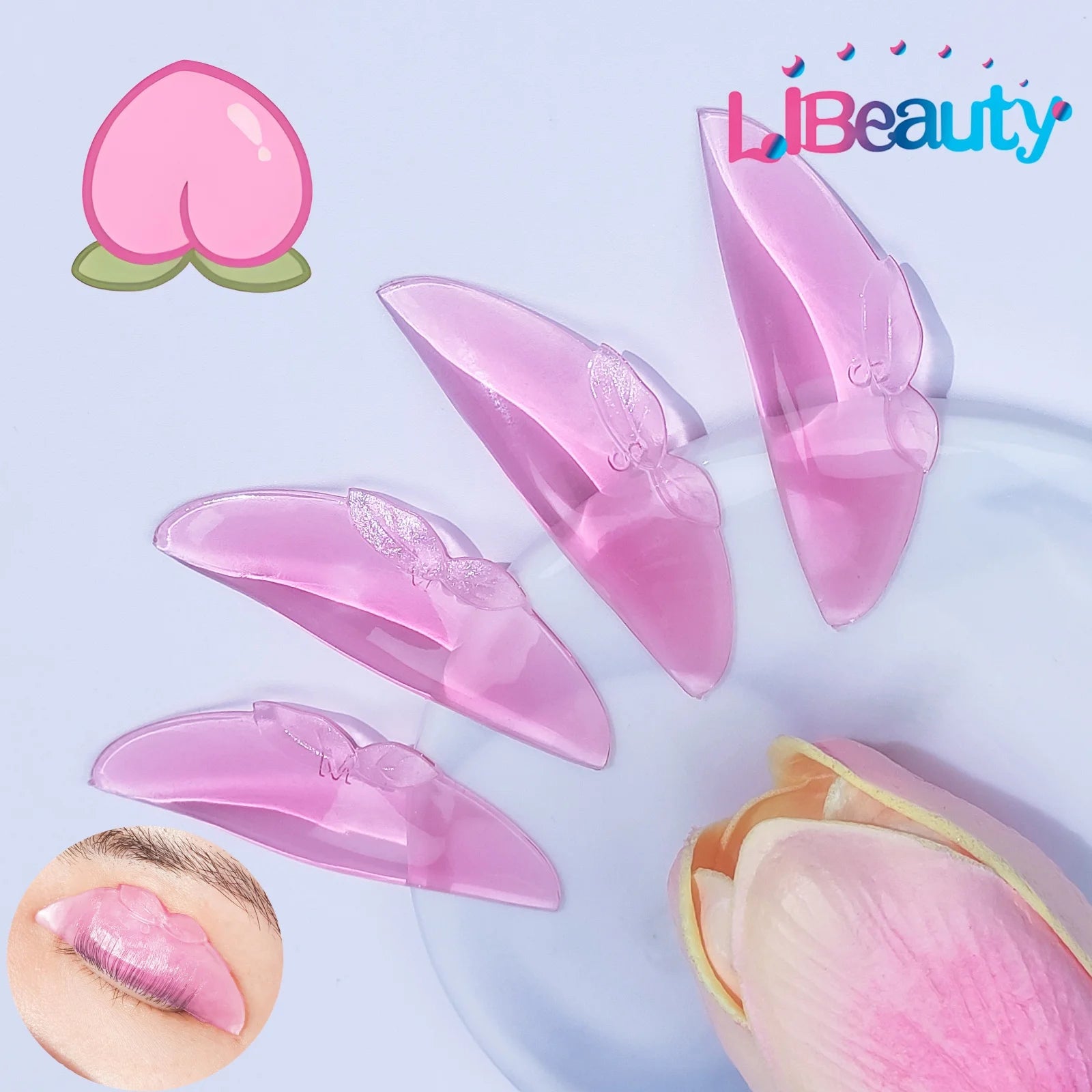 Libeauty 4Pc L Curl Silicone Eyelash Perm Pad Sticky Lashes Rod Shield Lifting 3D Eyelash Curler Lash Lifting Health Beauty Tool