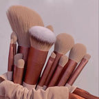 13Pcs Makeup Brush Set – Eyeshadow, Foundation & Blush Cosmetic Brushes with Travel Bag