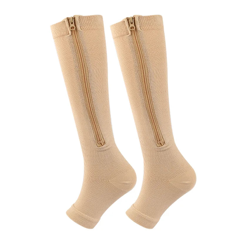 Zipper Compression Socks for Varicose Support Outdoor Running Fitness Hiking Anti-Fatigue Medical Care Diabetes Swelling Relief
