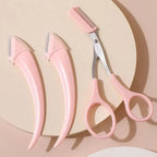 Eyebrow Trimmer Set – Curved Eyebrow Razor, Scissors & Comb | Easy Beauty Tool for Beginners